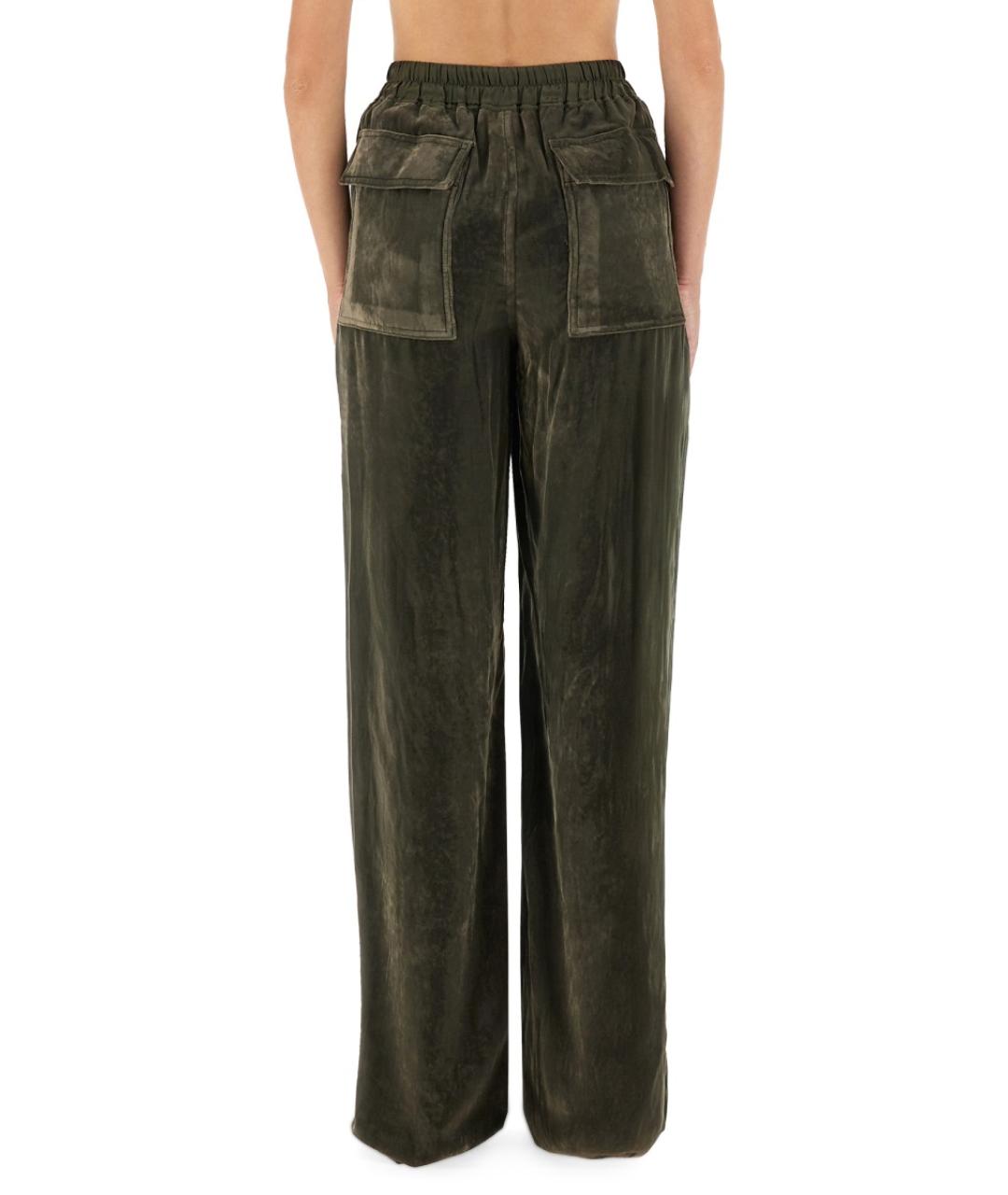 RICK OWENS Зеленые вискозные прямые брюки, фото 2