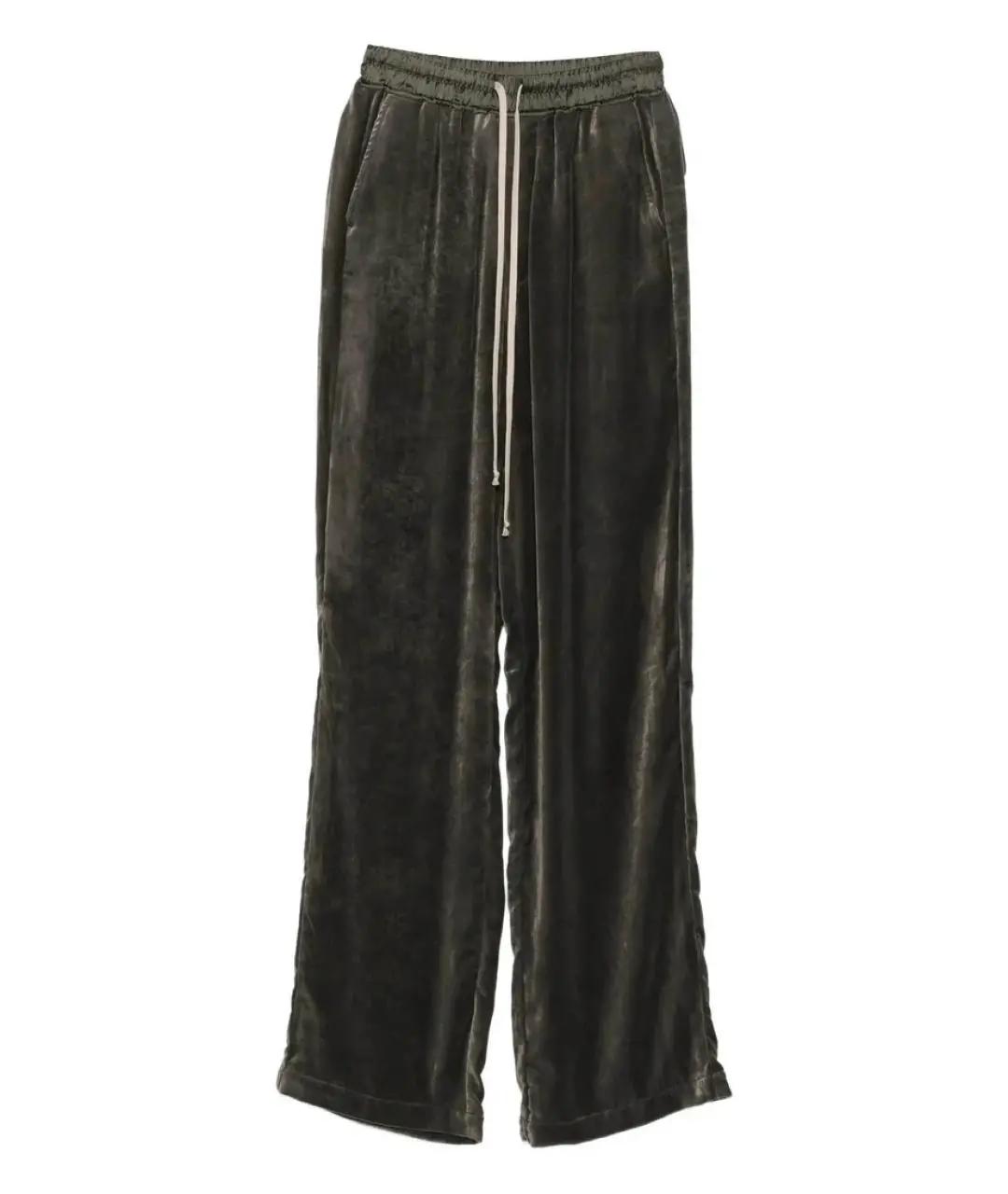 RICK OWENS Зеленые вискозные прямые брюки, фото 1