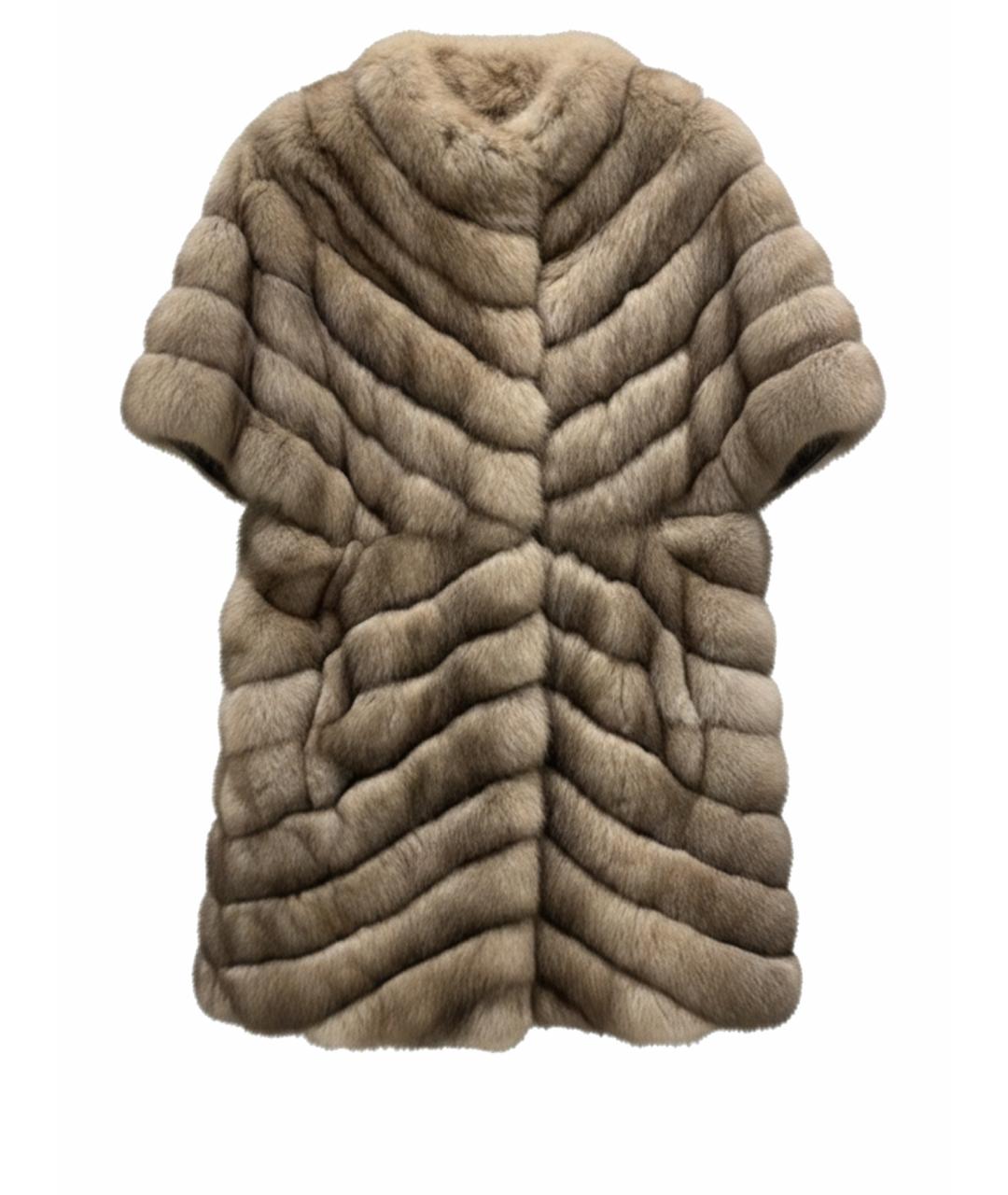 BRASCHI Бежевая шелковая шуба, фото 1