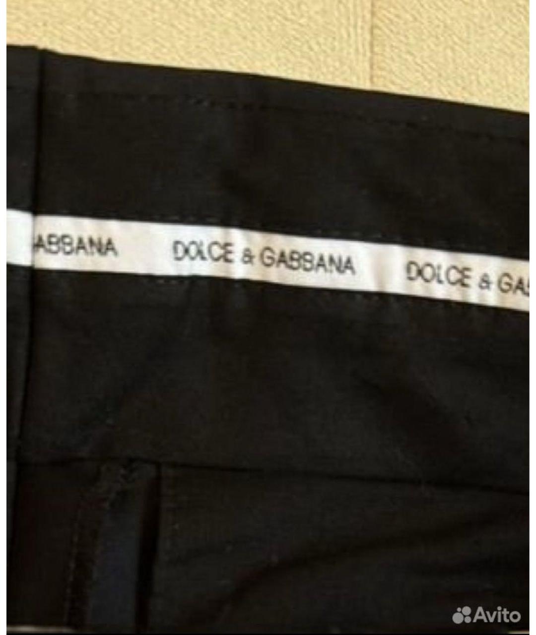 DOLCE&GABBANA Черные шерстяные прямые брюки, фото 3
