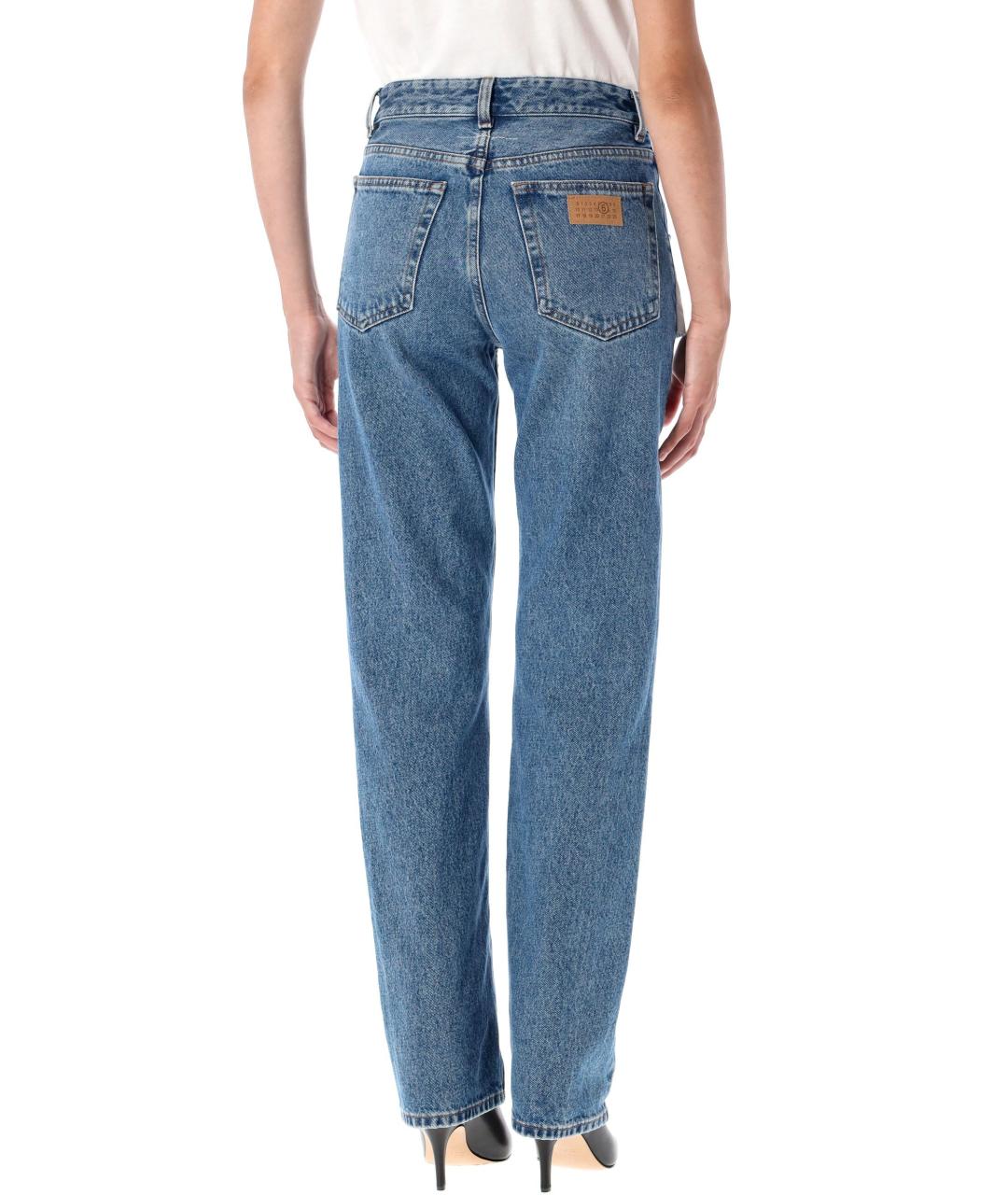 MM6 MAISON MARGIELA Голубые хлопковые прямые джинсы, фото 3