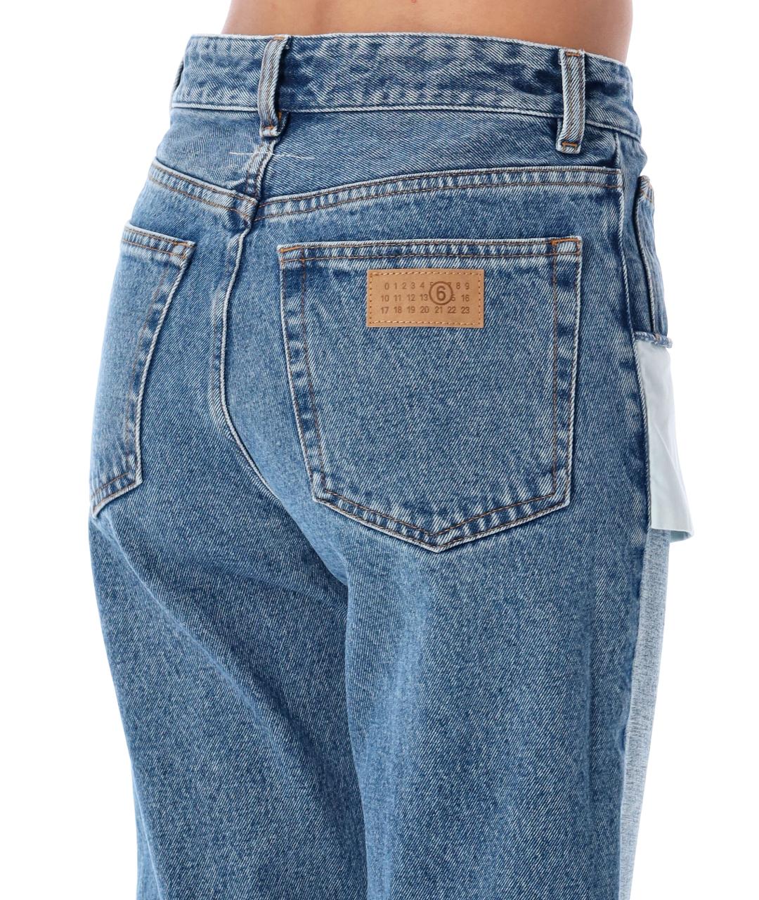 MM6 MAISON MARGIELA Голубые хлопковые прямые джинсы, фото 4