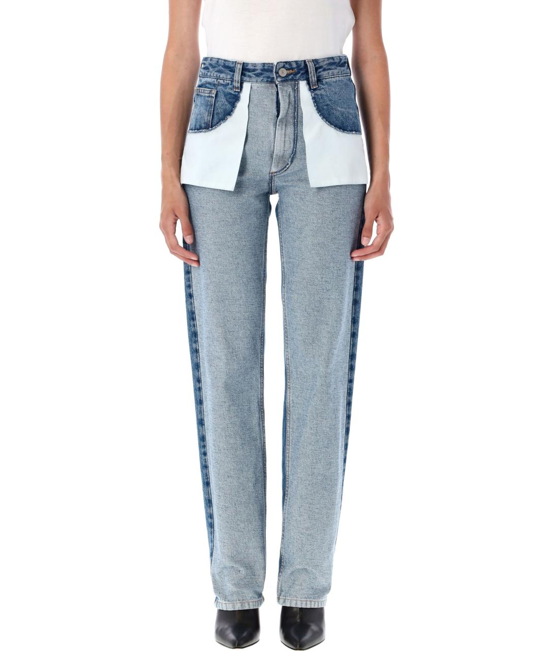 MM6 MAISON MARGIELA Голубые хлопковые прямые джинсы, фото 2