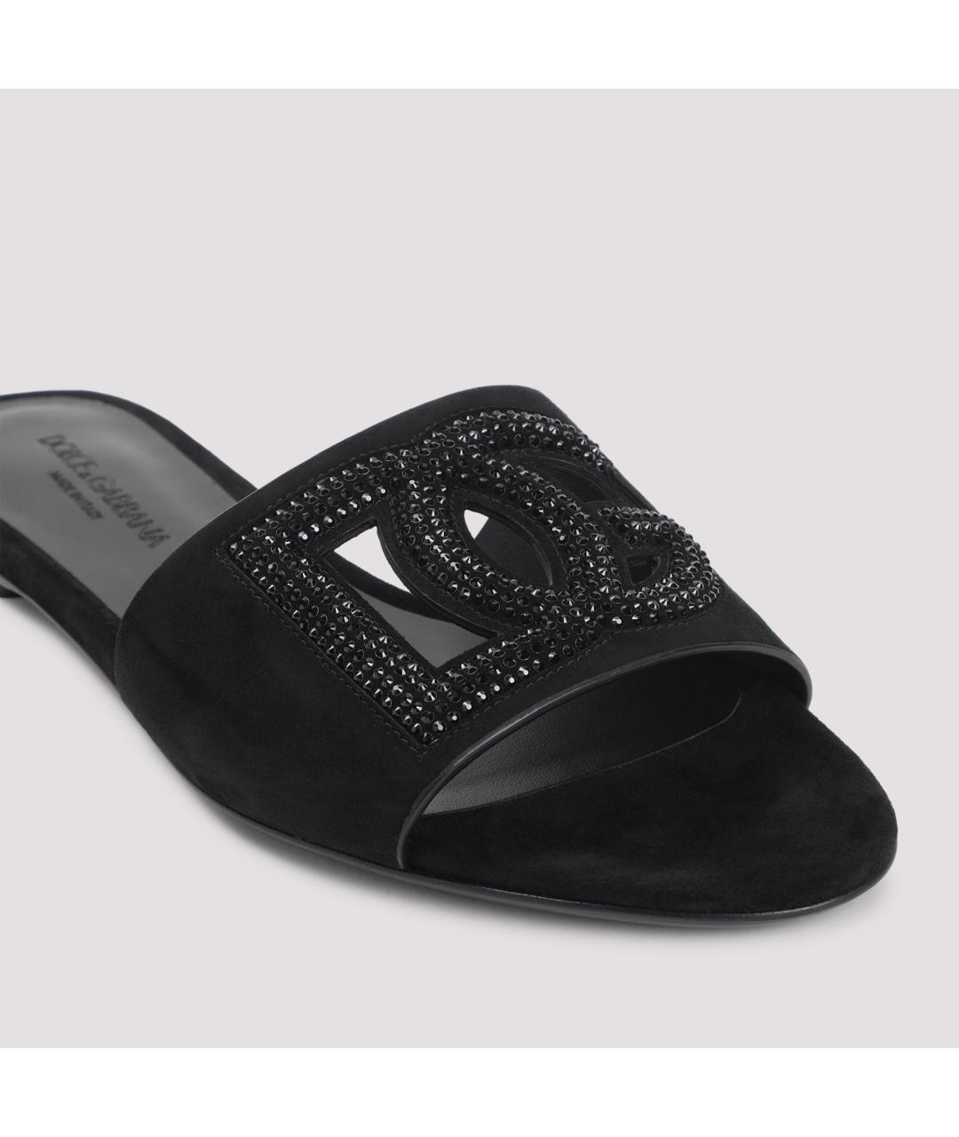 DOLCE&GABBANA Черные кожаные шлепанцы, фото 4