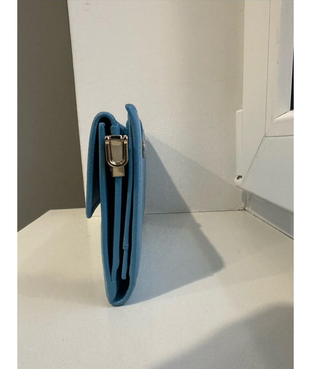 CHANEL Бирюзовый кожаный кошелек, фото 5