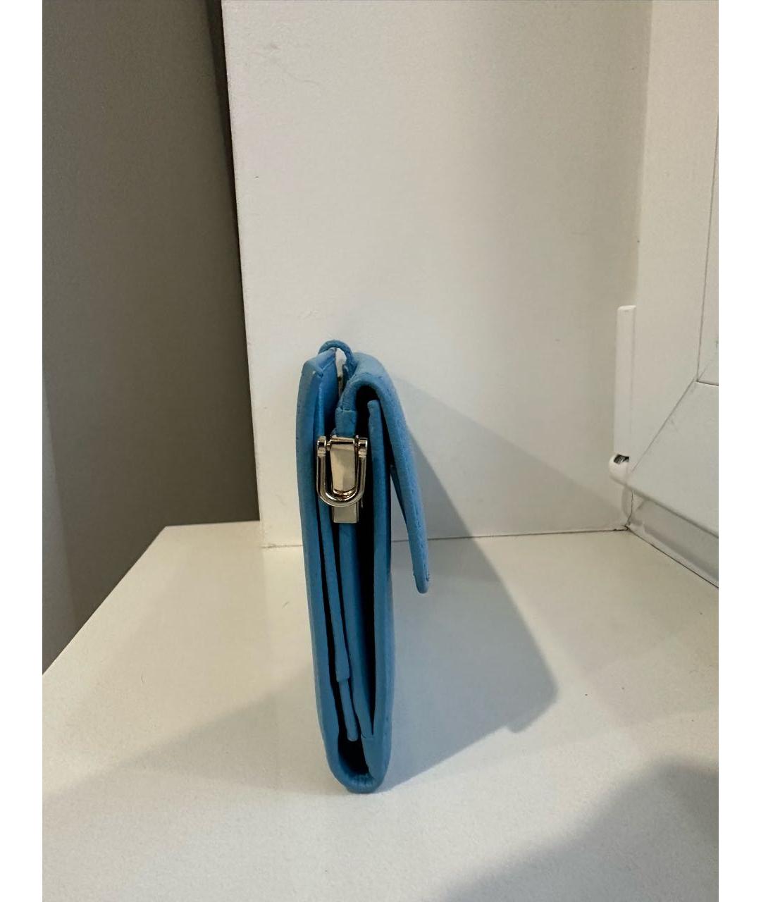 CHANEL Бирюзовый кожаный кошелек, фото 6