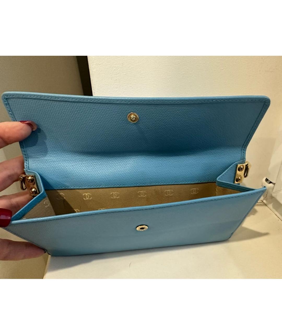 CHANEL Бирюзовый кожаный кошелек, фото 7