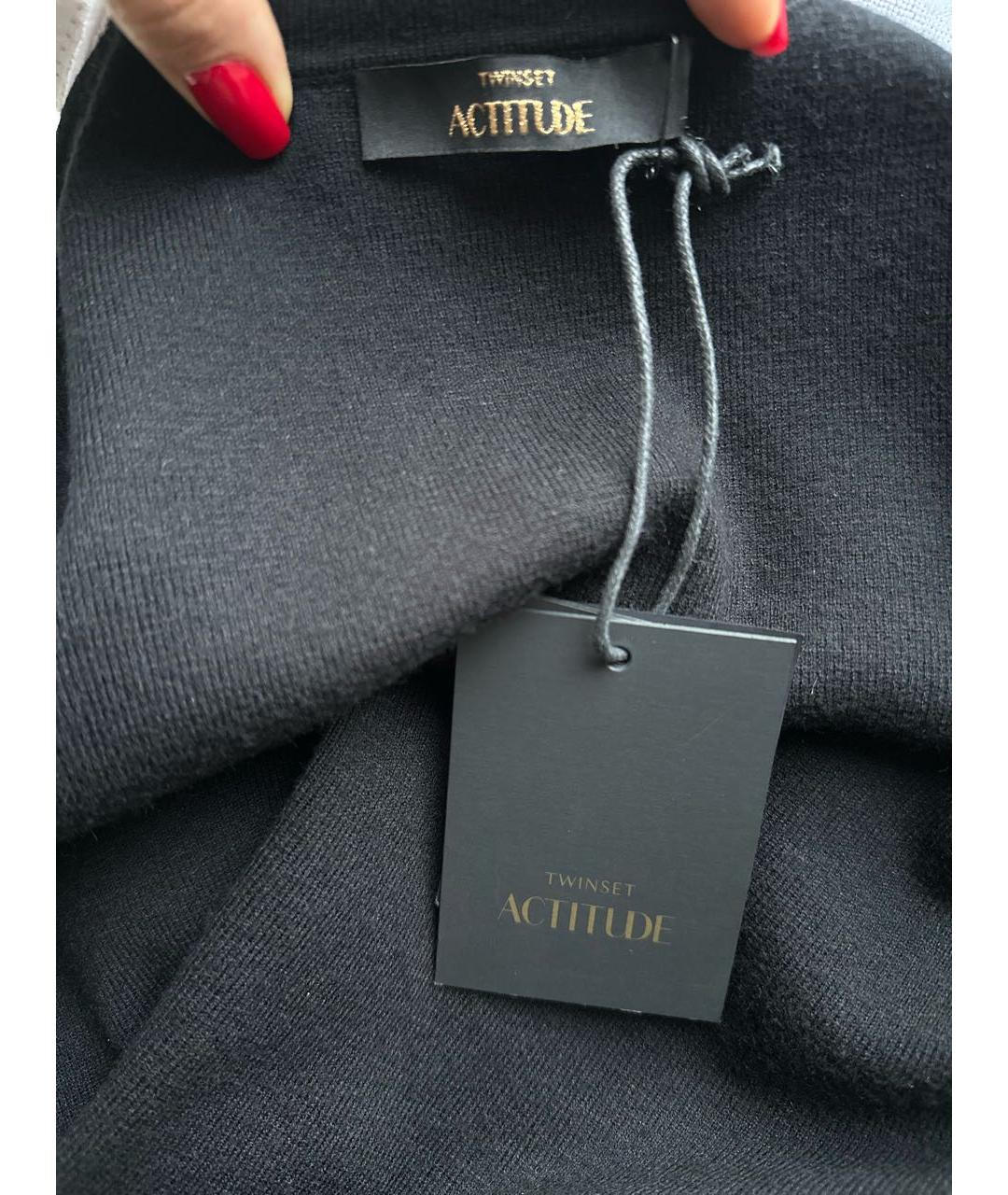 TWIN-SET Черное вискозное повседневное платье, фото 7