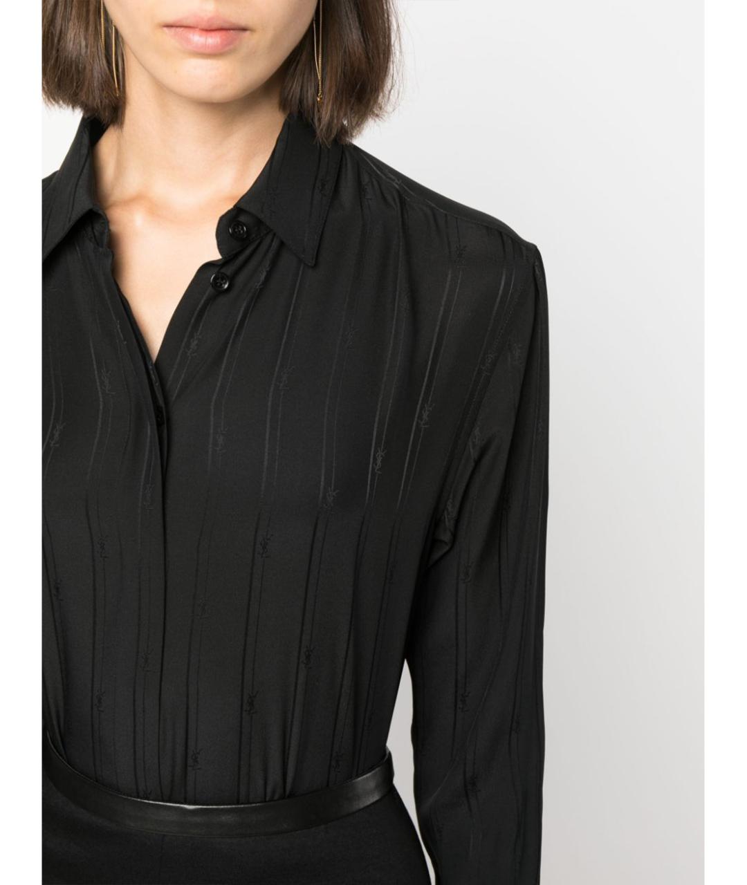 SAINT LAURENT Черная шелковая рубашка, фото 5