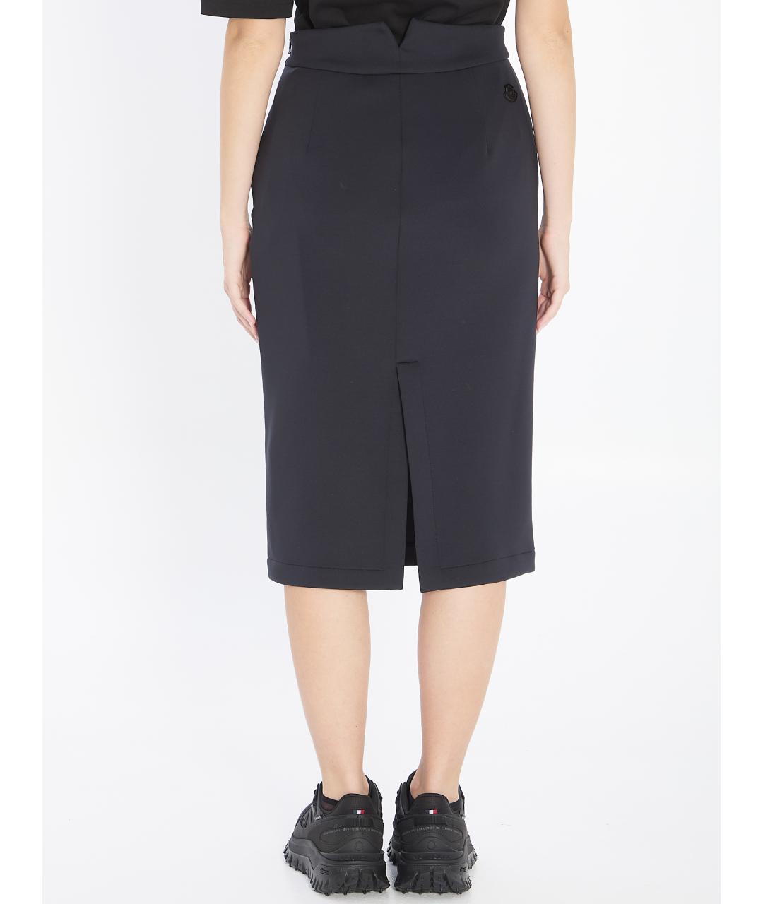 MONCLER Черная полиэстеровая юбка миди, фото 4