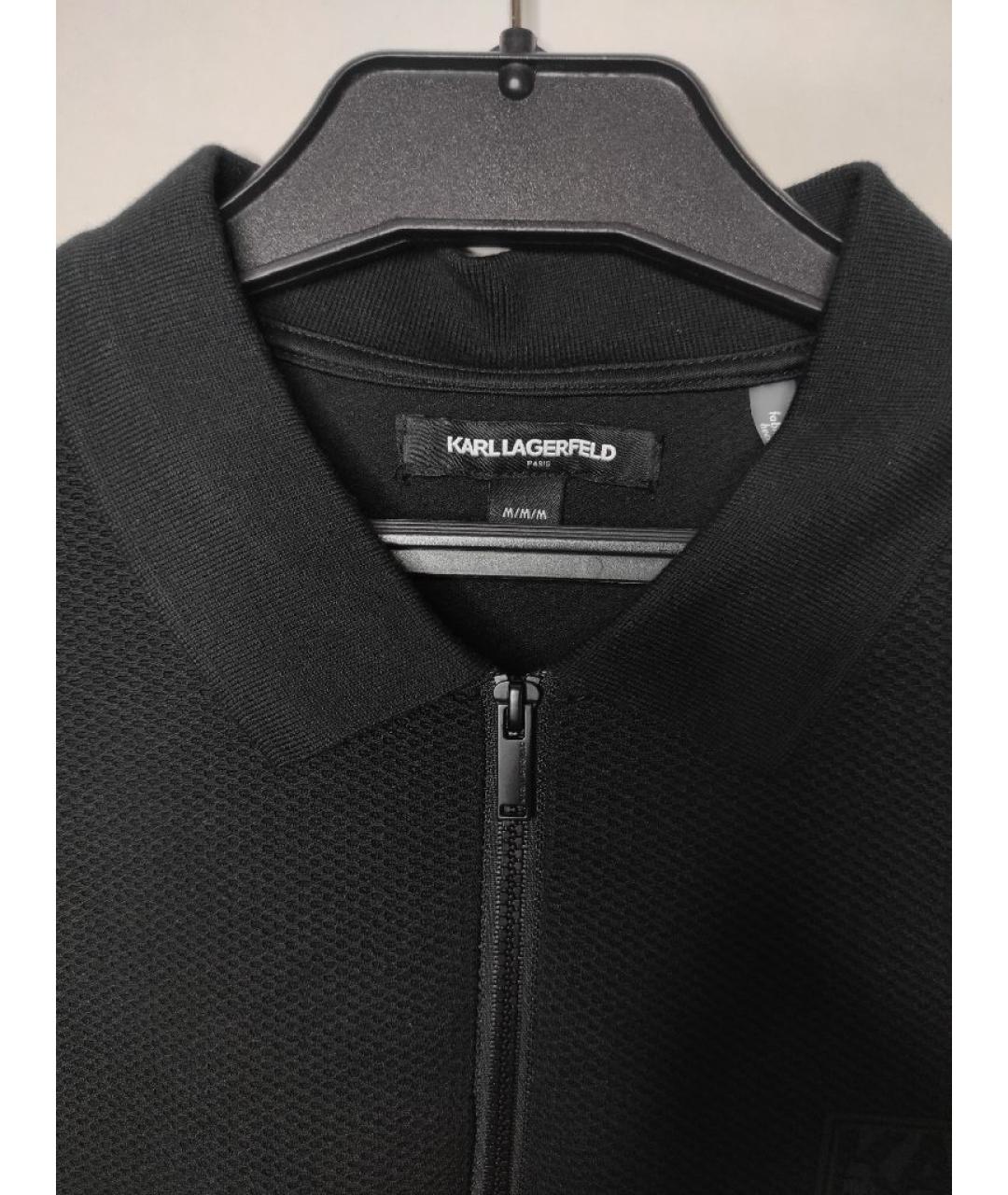 KARL LAGERFELD Черное синтетическое поло с коротким рукавом, фото 3