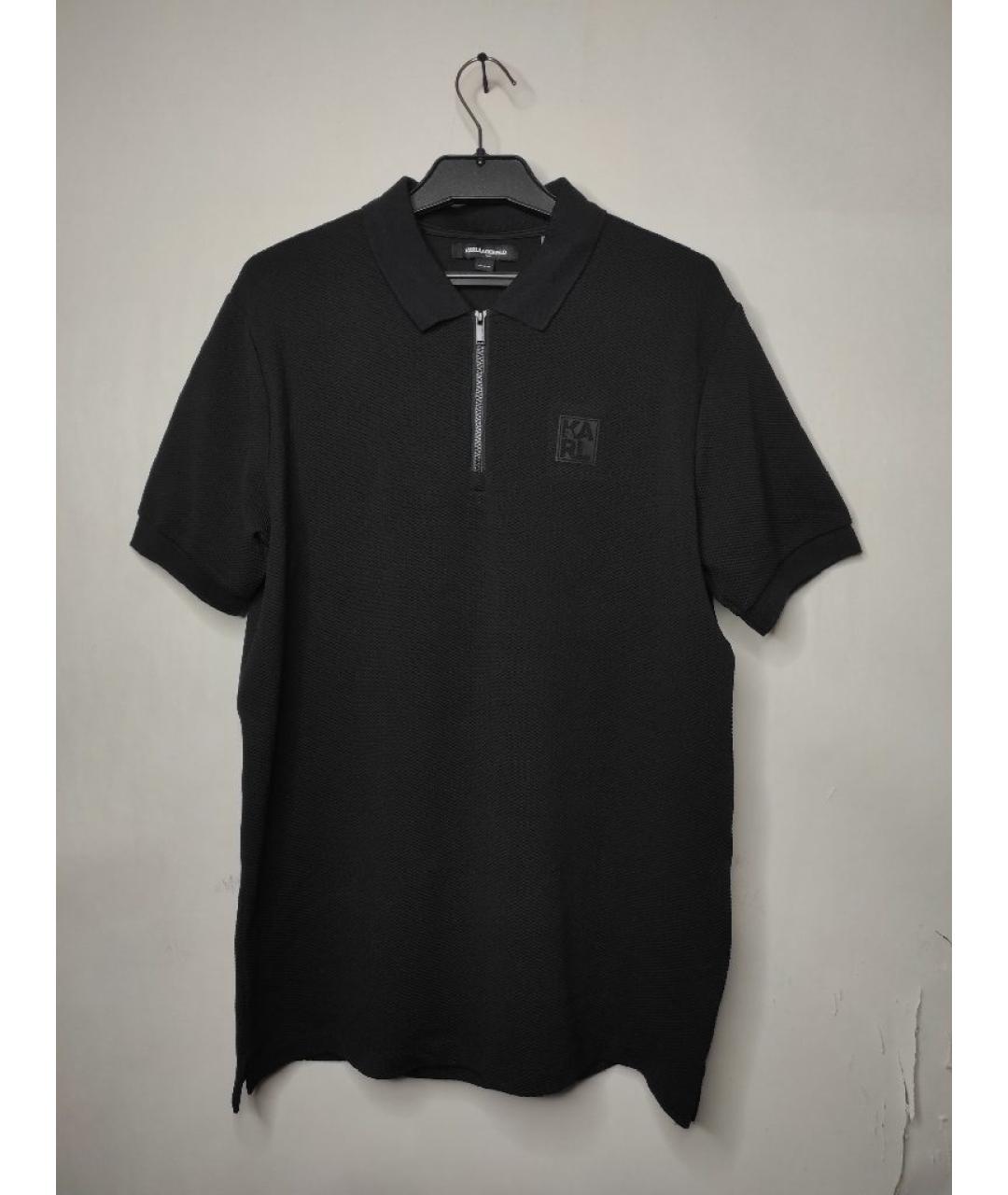 KARL LAGERFELD Черное синтетическое поло с коротким рукавом, фото 1
