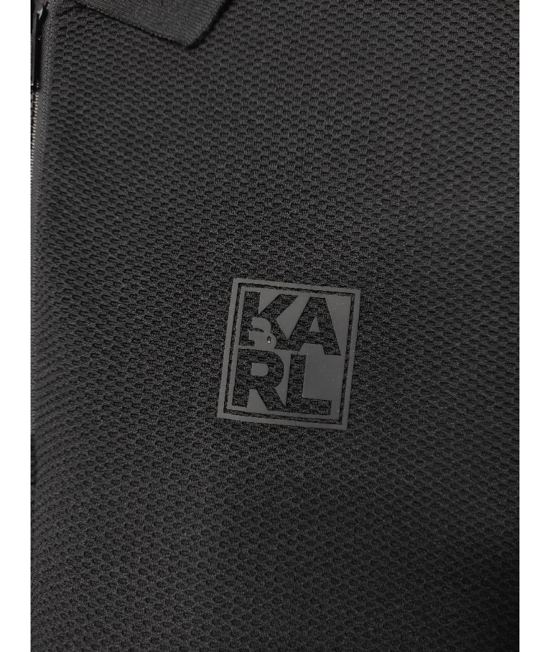 KARL LAGERFELD Черное синтетическое поло с коротким рукавом, фото 4