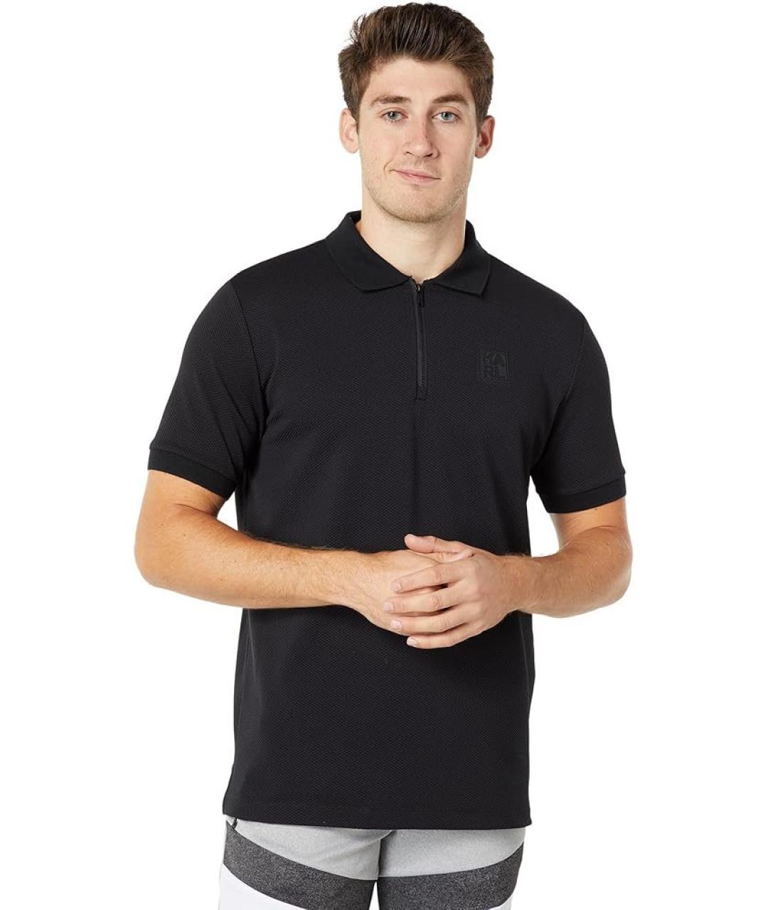 KARL LAGERFELD Черное синтетическое поло с коротким рукавом, фото 8