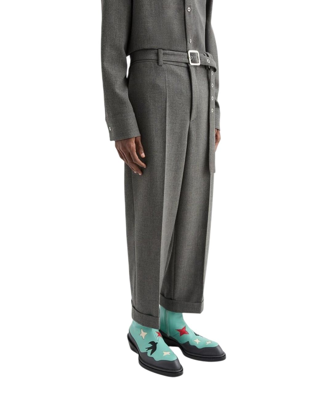 JIL SANDER Серые шерстяные повседневные брюки, фото 5