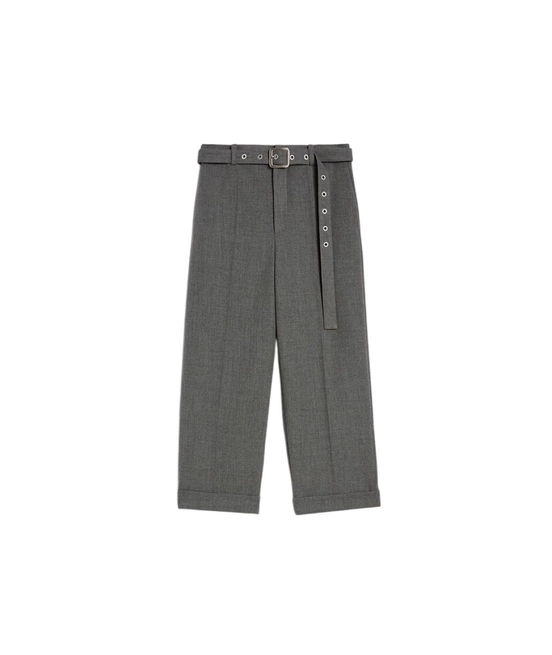 JIL SANDER Серые шерстяные повседневные брюки, фото 1