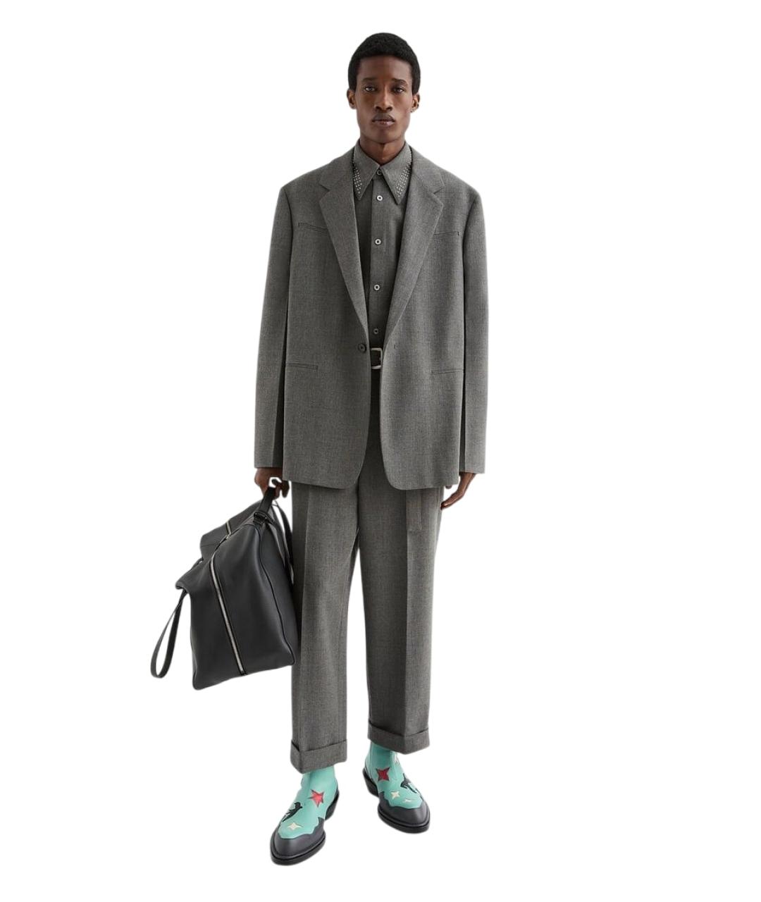 JIL SANDER Серые шерстяные повседневные брюки, фото 3