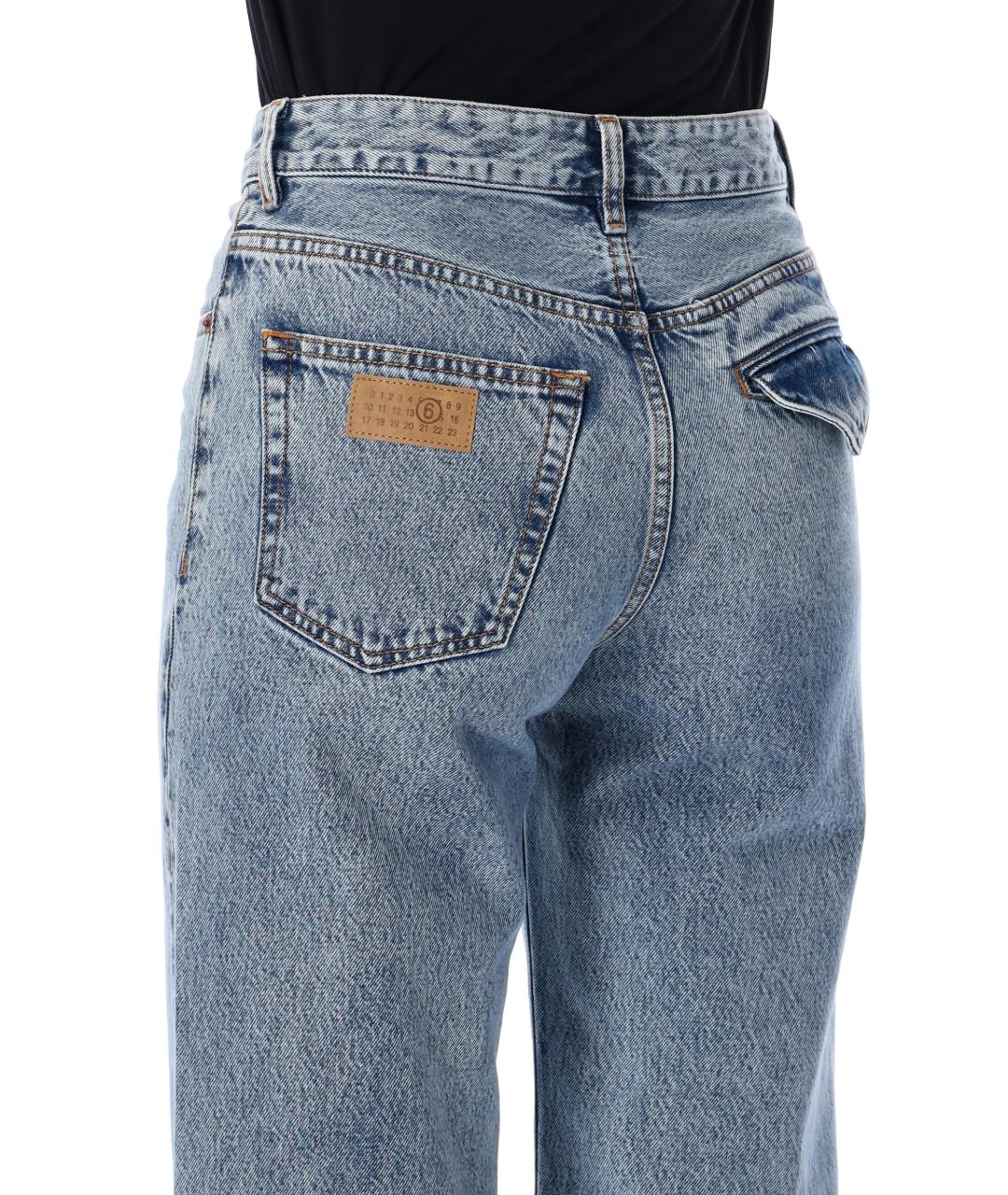 MM6 MAISON MARGIELA Голубые хлопковые прямые джинсы, фото 3