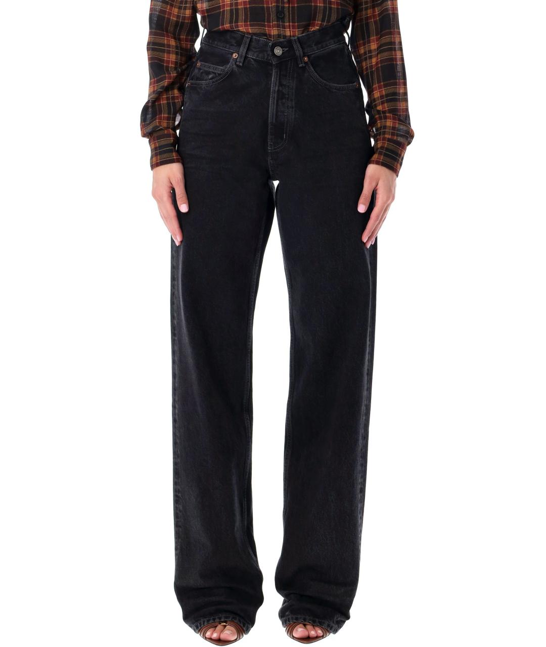 SAINT LAURENT Черные хлопковые прямые джинсы, фото 2