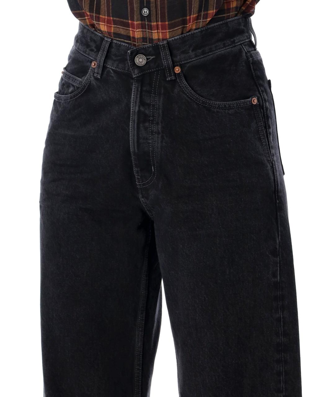 SAINT LAURENT Черные хлопковые прямые джинсы, фото 4