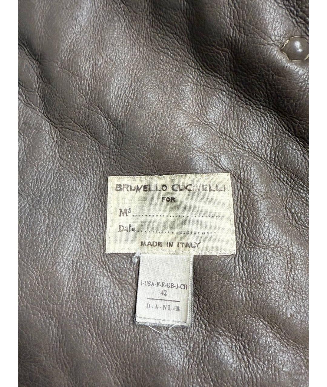 BRUNELLO CUCINELLI Бежевая кожаная дубленка, фото 5