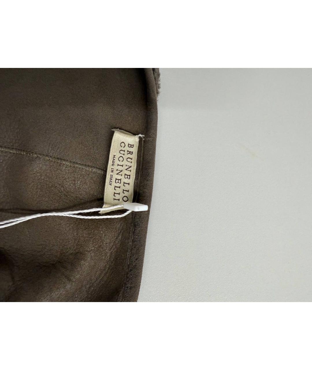 BRUNELLO CUCINELLI Бежевая кожаная дубленка, фото 3