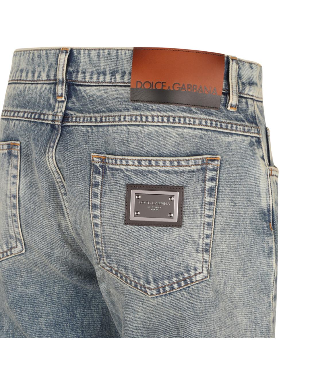 DOLCE&GABBANA Голубые хлопковые джинсы скинни, фото 4