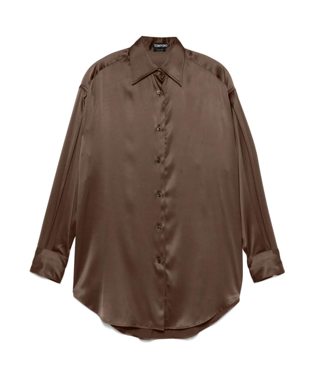 TOM FORD Коричневая шелковая рубашка, фото 1