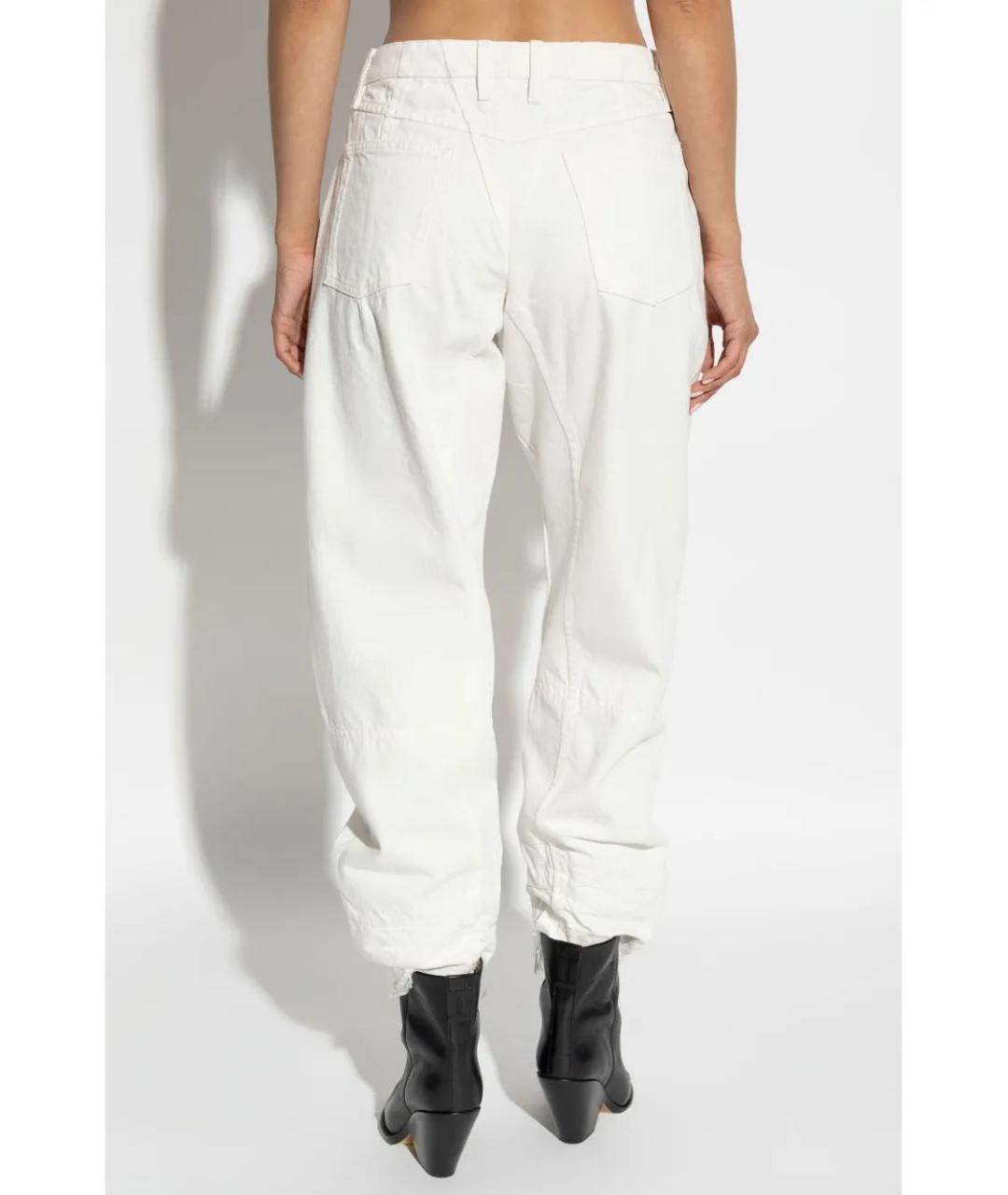 JIL SANDER Белые хлопковые прямые брюки, фото 4