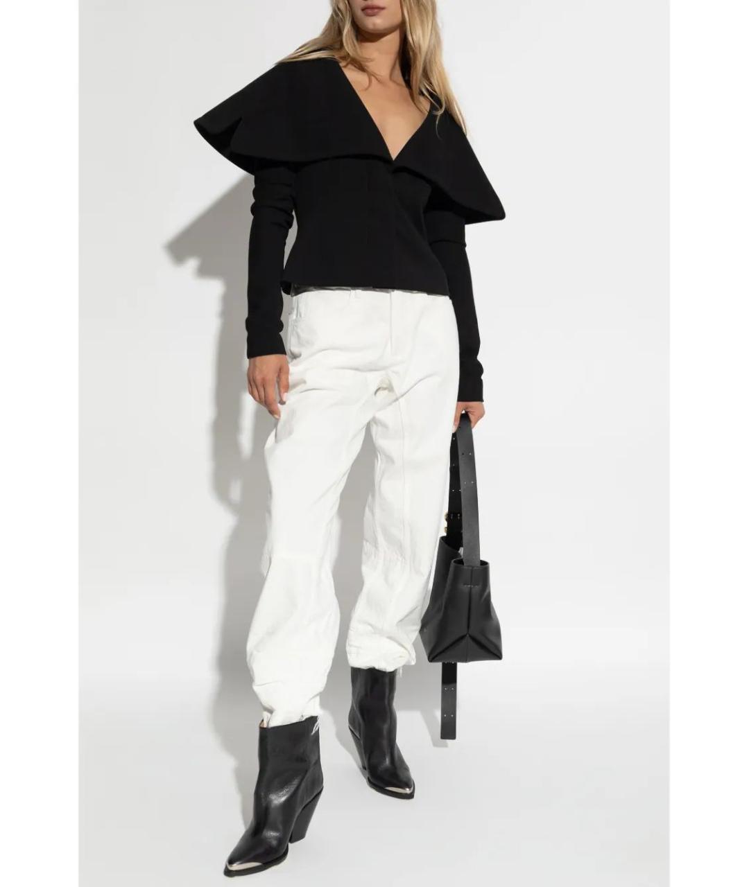 JIL SANDER Белые хлопковые прямые брюки, фото 3