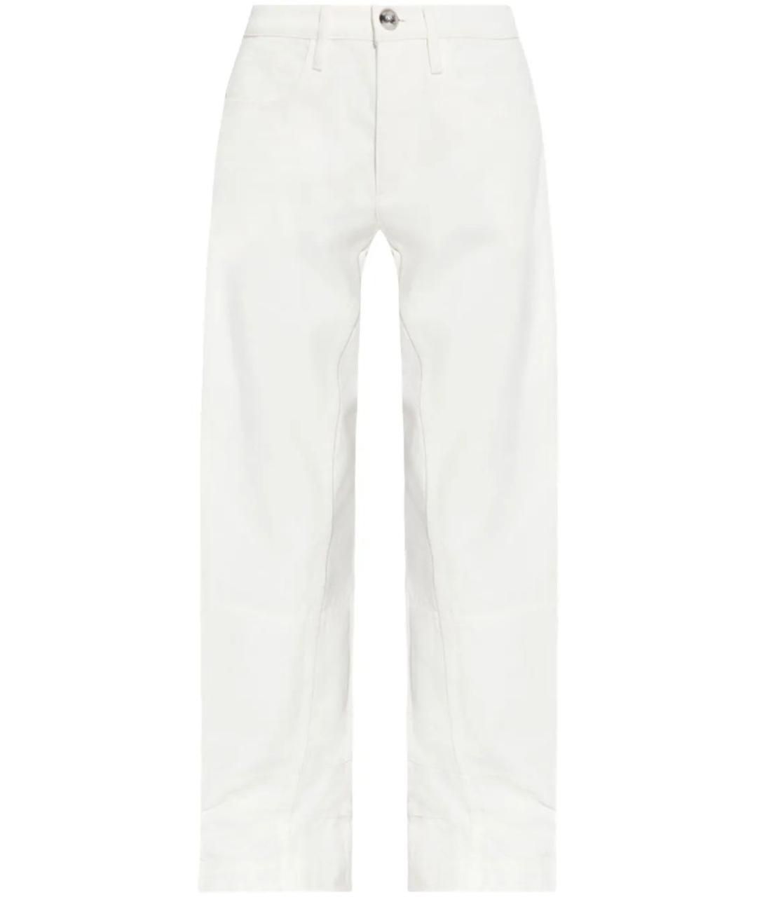 JIL SANDER Белые хлопковые прямые брюки, фото 1
