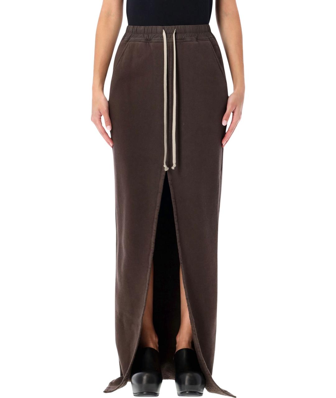 RICK OWENS Коричневая хлопковая юбка макси, фото 4