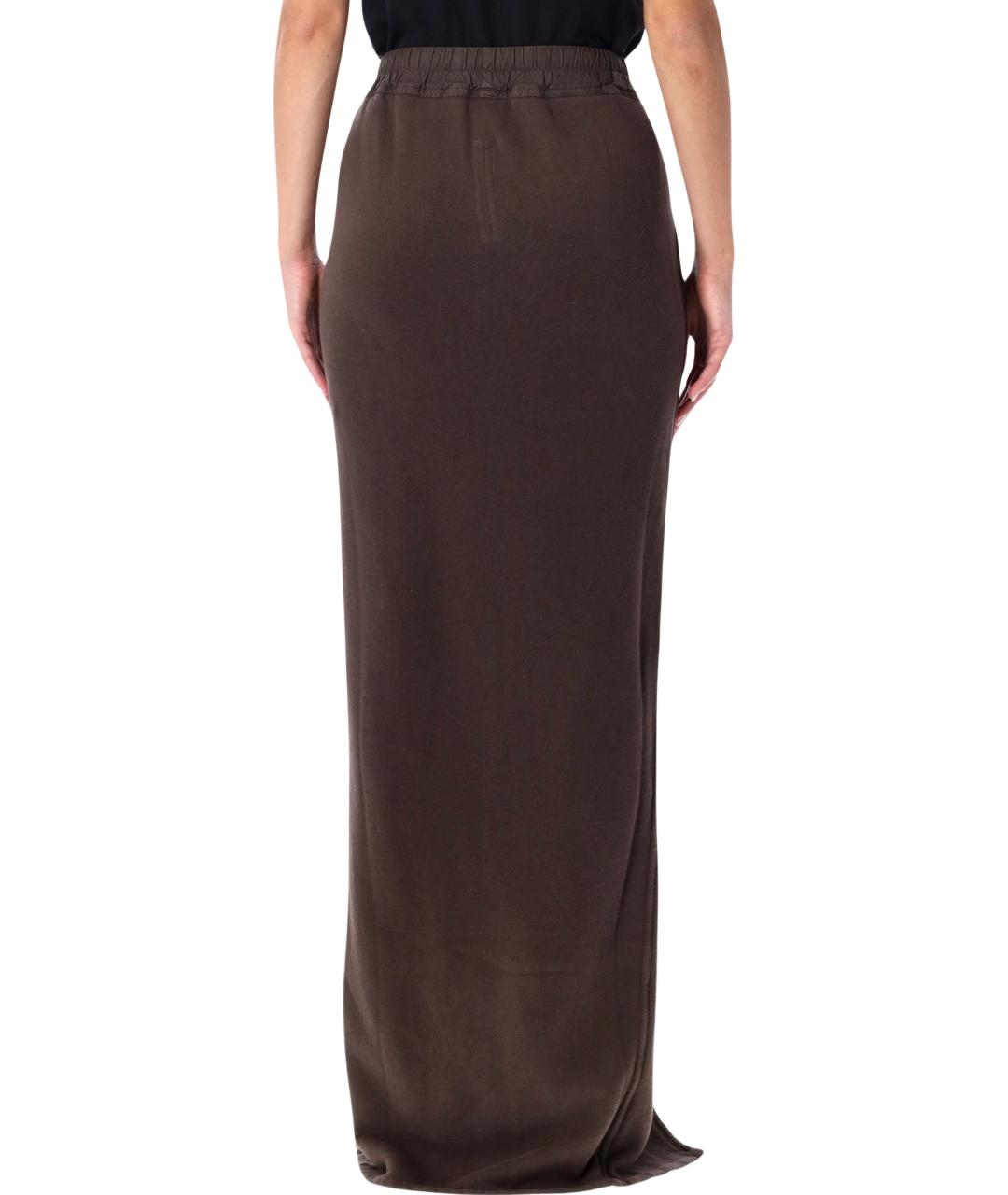 RICK OWENS Коричневая хлопковая юбка макси, фото 2