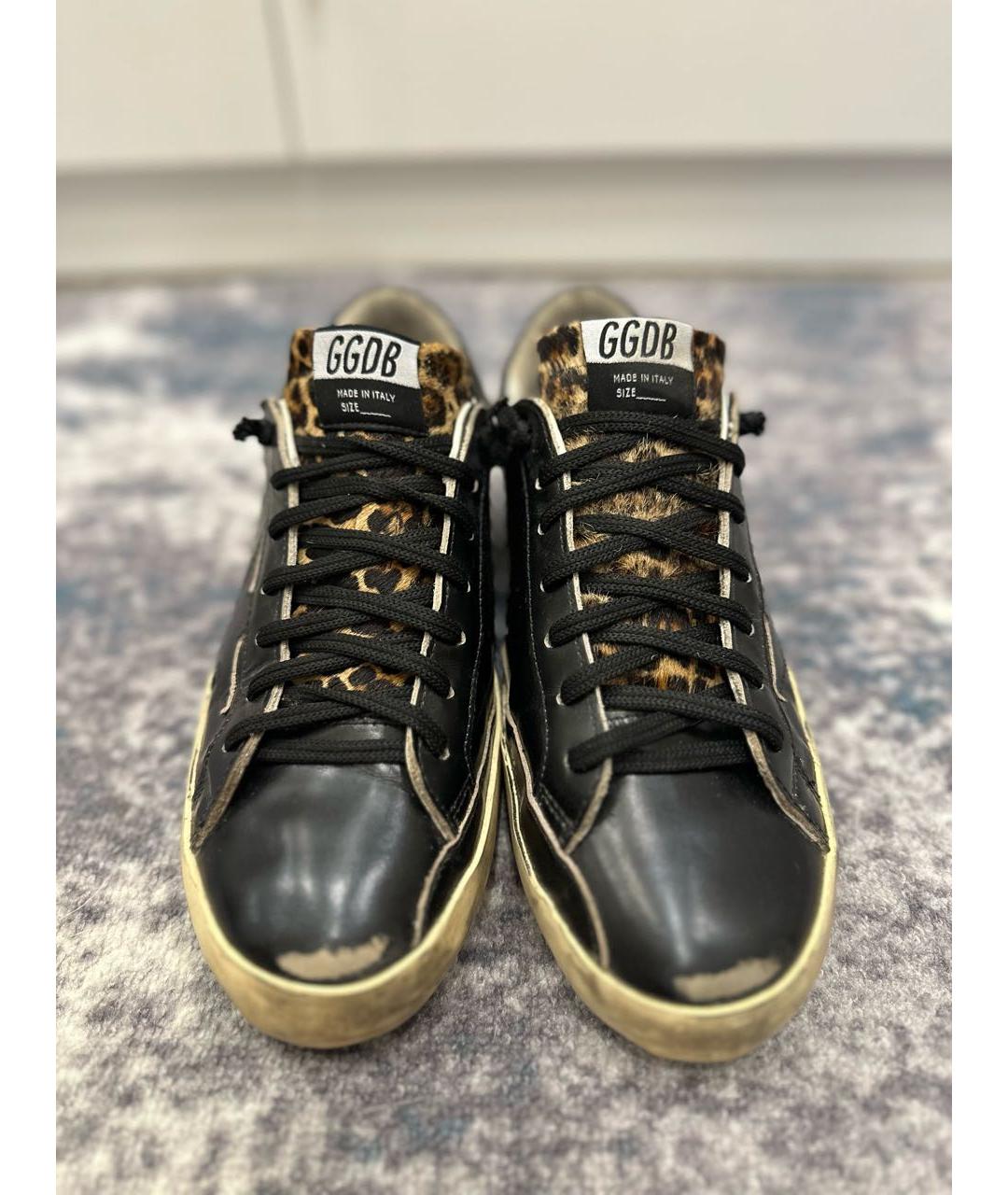 GOLDEN GOOSE DELUXE BRAND Черные кожаные низкие кроссовки / кеды, фото 2