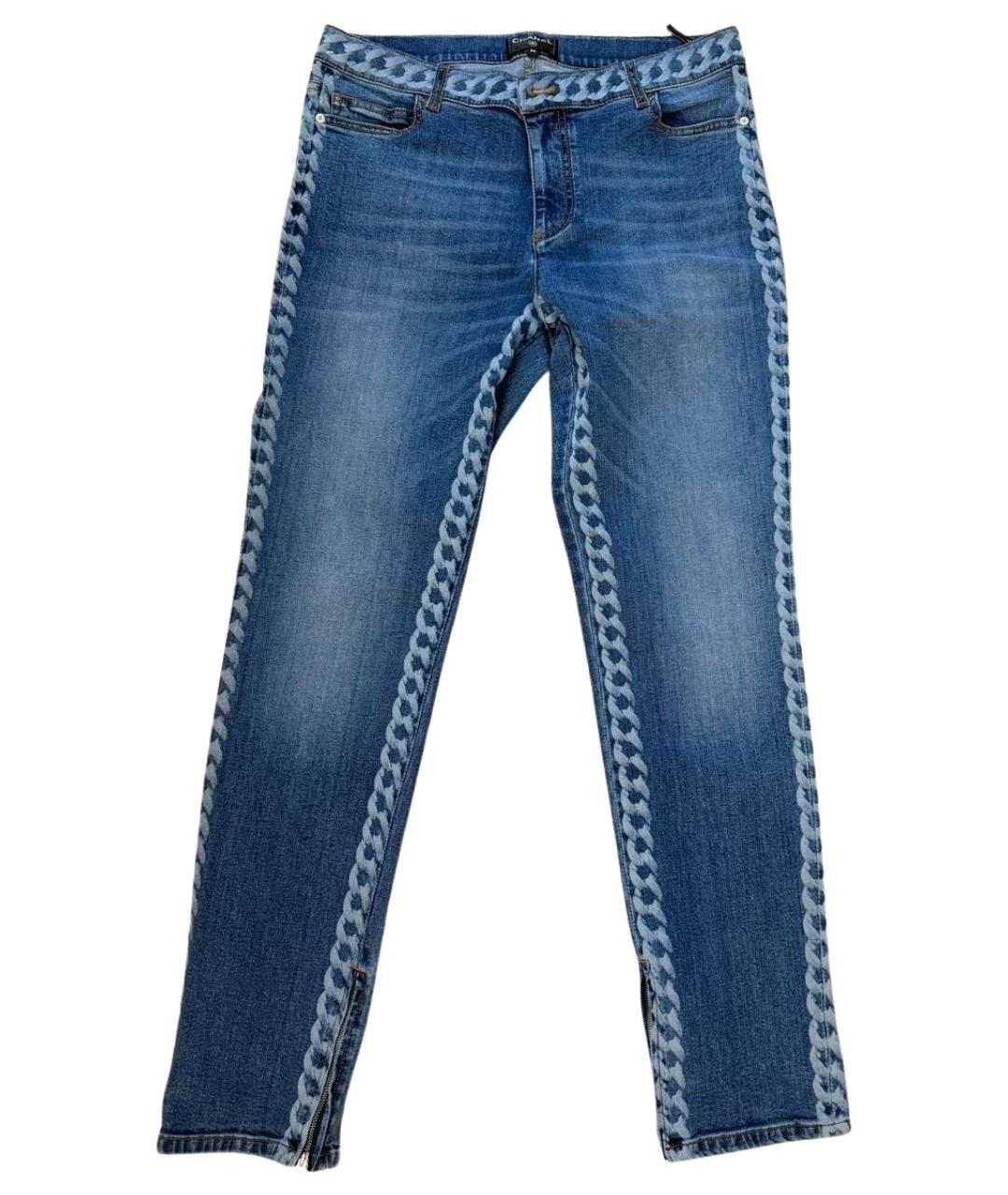 CHANEL Синие хлопковые джинсы слим, фото 1