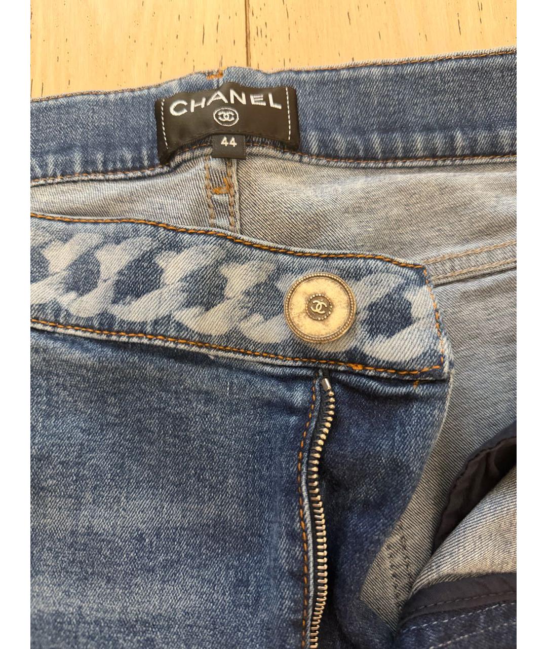 CHANEL Синие хлопковые джинсы слим, фото 4