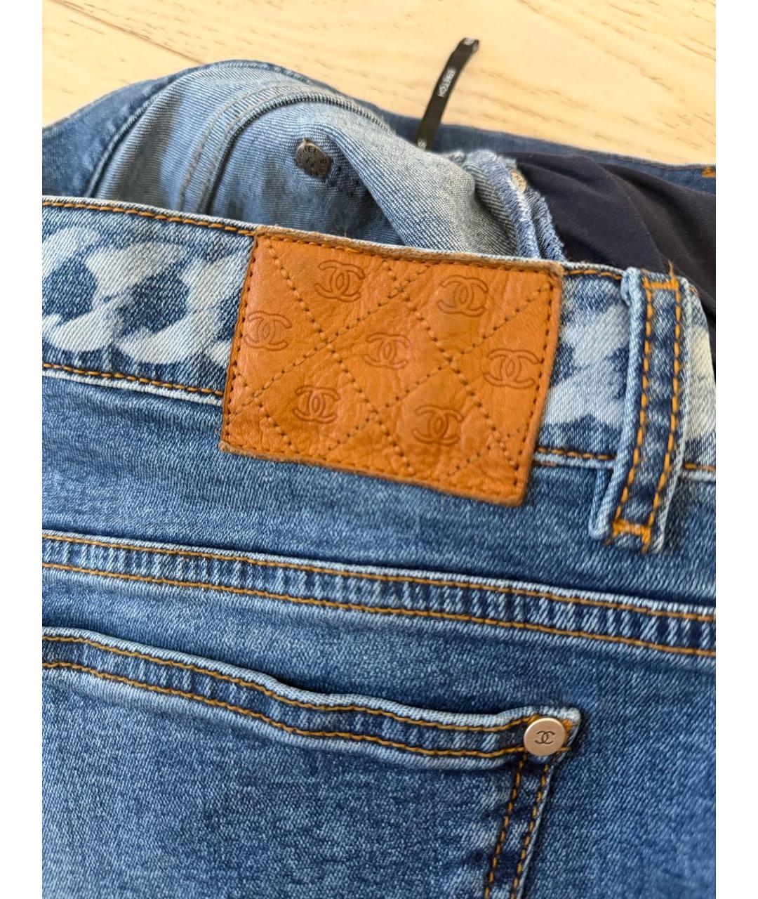 CHANEL Синие хлопковые джинсы слим, фото 6