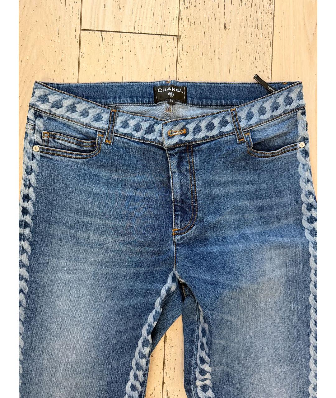 CHANEL Синие хлопковые джинсы слим, фото 3