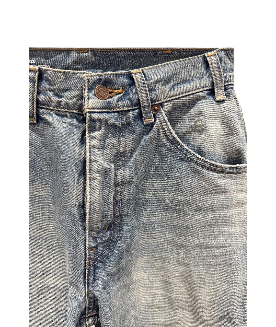 CELINE Голубые хлопковые прямые джинсы, фото 3