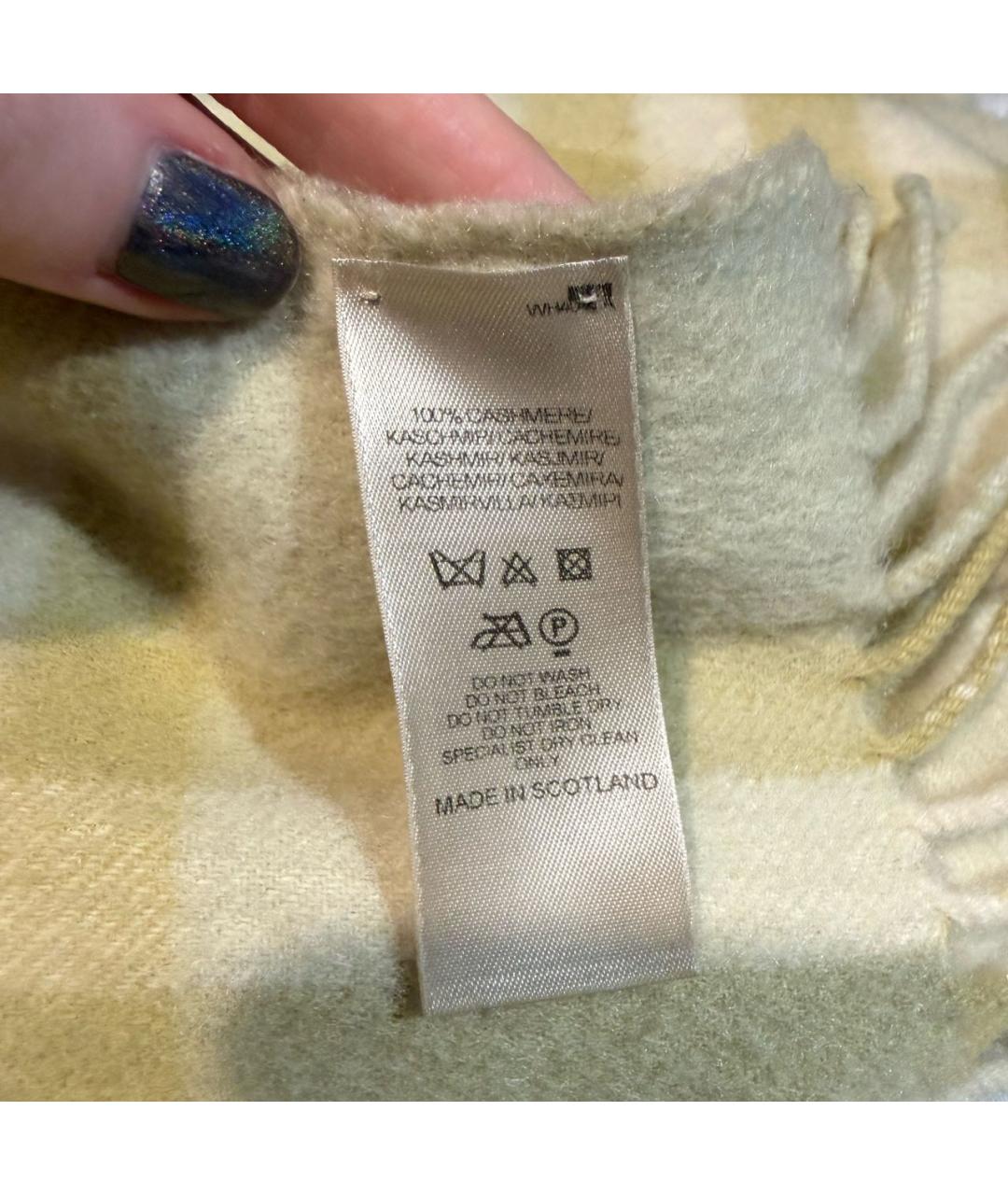 BURBERRY Желтый кашемировый шарф, фото 4