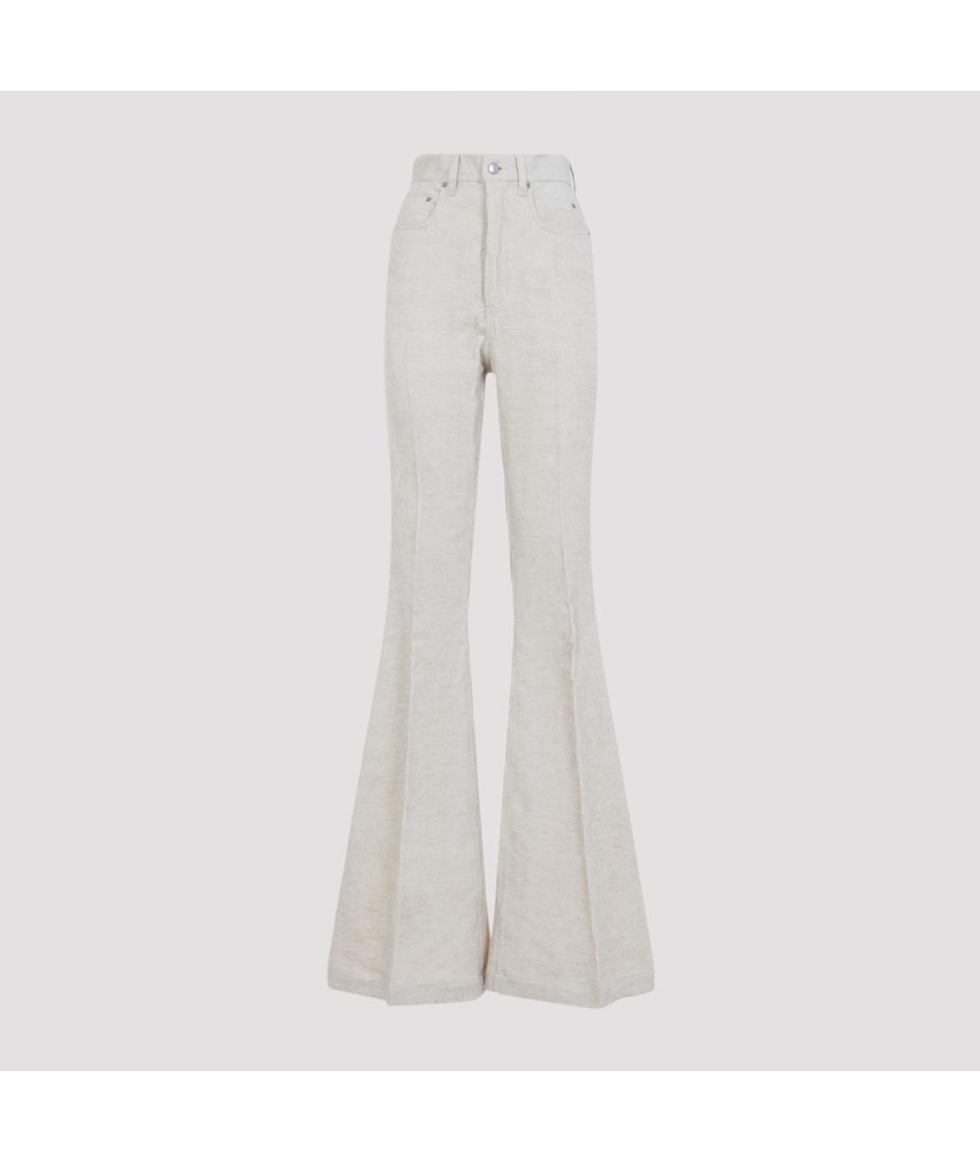 RICK OWENS Белые хлопковые джинсы клеш, фото 2