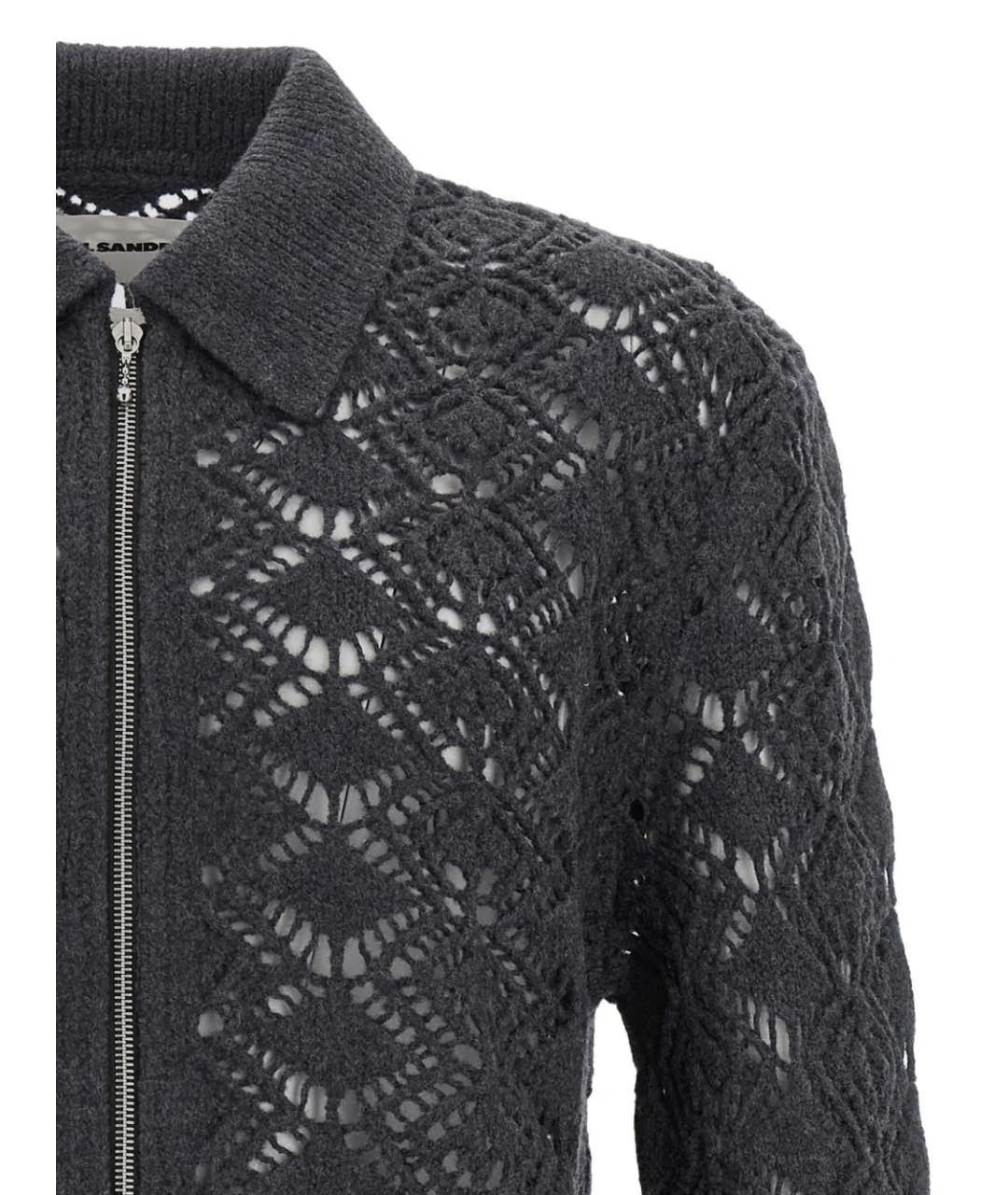 JIL SANDER Антрацитовый шерстяной кардиган, фото 4