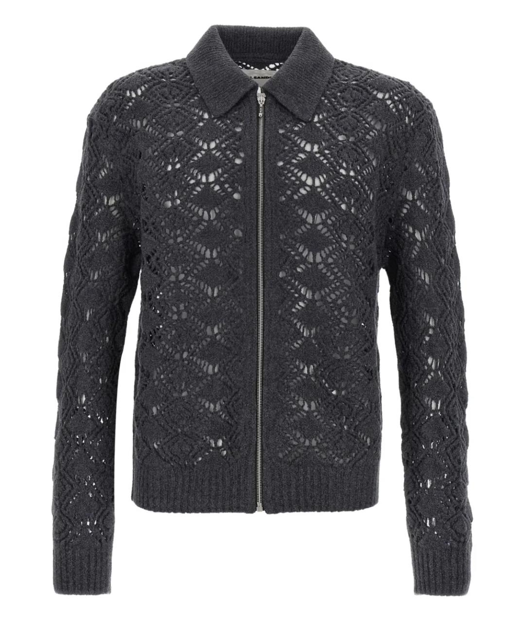 JIL SANDER Антрацитовый шерстяной кардиган, фото 1