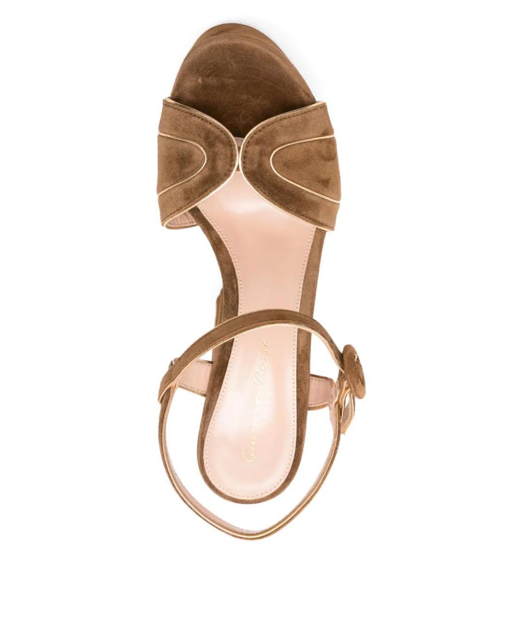 GIANVITO ROSSI Коричневые замшевые босоножки, фото 4