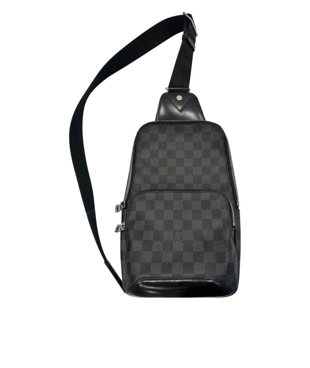 LOUIS VUITTON Антрацитовая кожаная сумка на плечо, фото 1