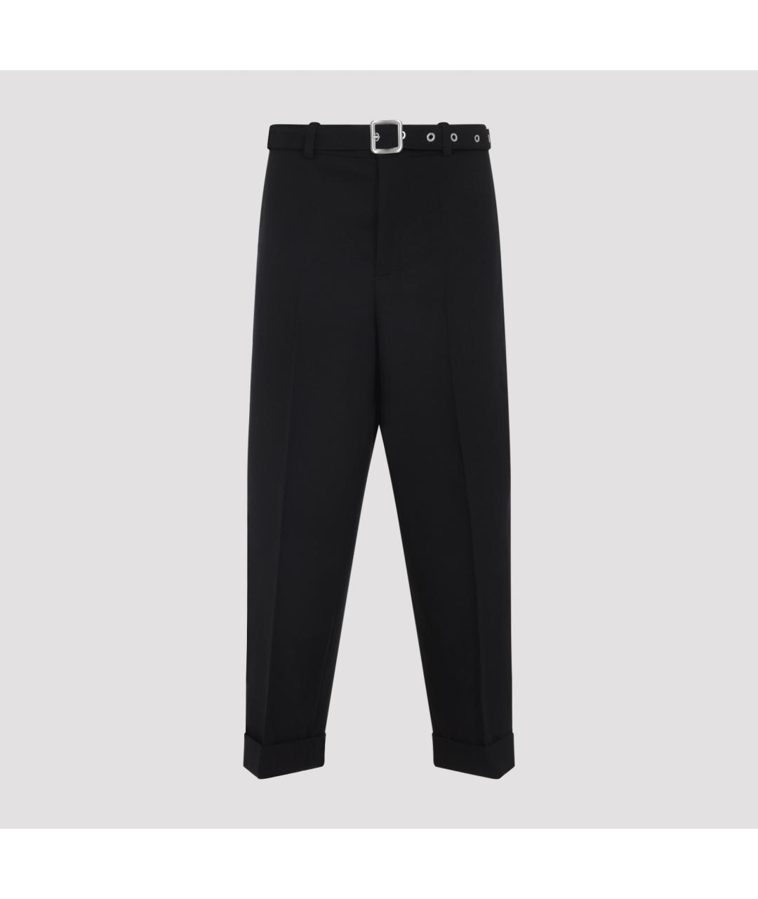 JIL SANDER Черные шерстяные повседневные брюки, фото 2