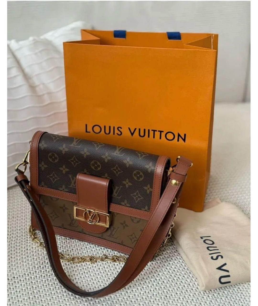 LOUIS VUITTON Коричневая кожаная сумка через плечо, фото 2