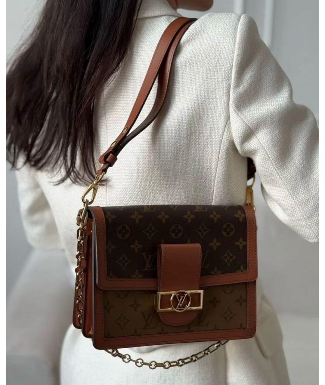 LOUIS VUITTON Коричневая кожаная сумка через плечо, фото 3