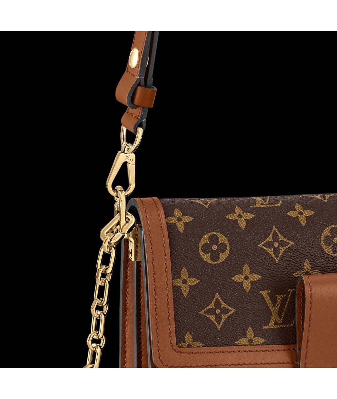 LOUIS VUITTON Коричневая кожаная сумка через плечо, фото 4