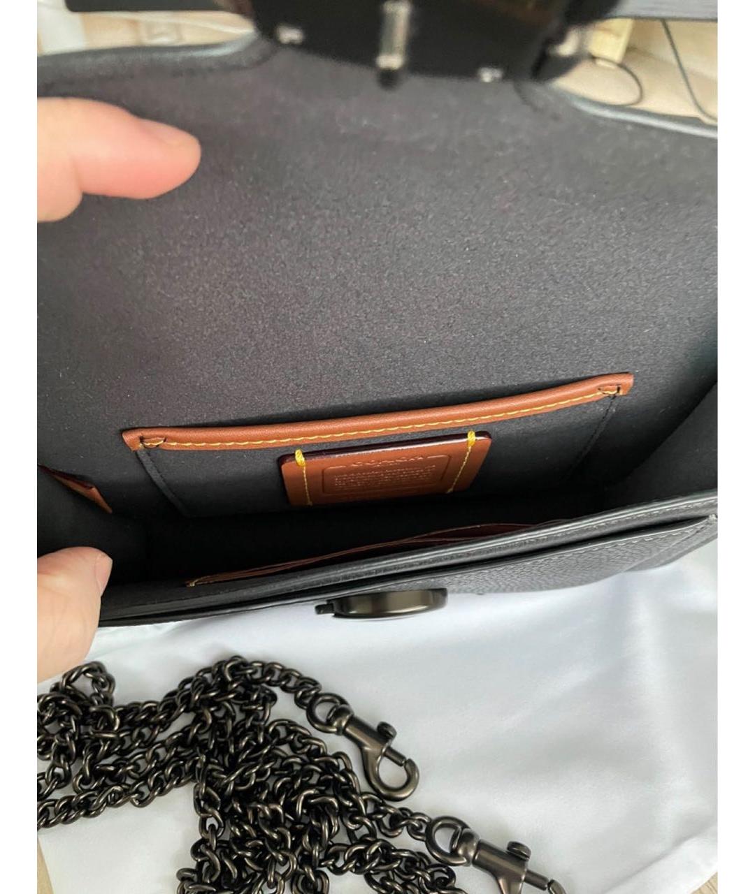 COACH Черная кожаная сумка через плечо, фото 8